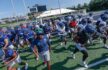 Howard University football players run together during practice at Stadium as the team concludes fall camp ahead of the 2025 season.